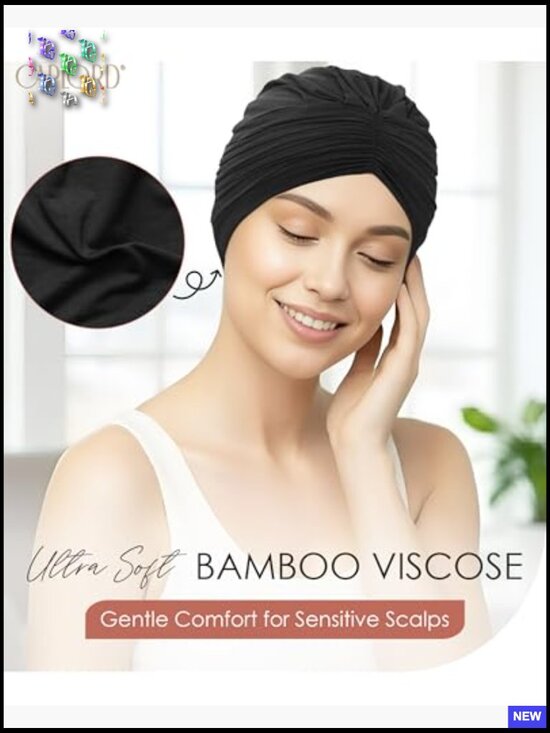 Soft Bamboo Viscose Chemo Cap Turban Beanie Headwear Adjustable Fit Elegant main image 5